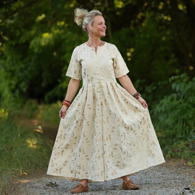 Meta SS25 - La combi India manches courtes en viscose/lin et sequins Nymphe – S