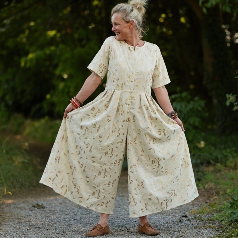 Meta SS25 - La combi India manches courtes en viscose/lin et sequins Nymphe – S