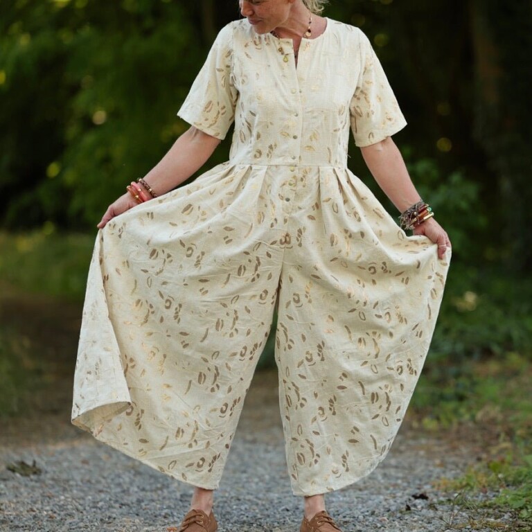 Meta SS25 - La combi India manches courtes en viscose/lin et sequins Nymphe – S