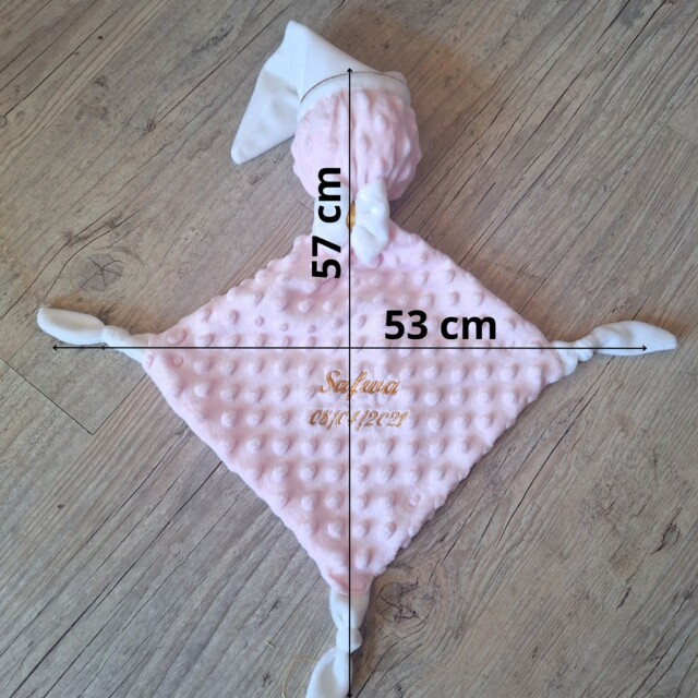 La Fabrique A DeDeuh - Doudou DODO personnalisé 57x53cm avec Prénom et/ou Date de naissance en minky – Avec date de naissance