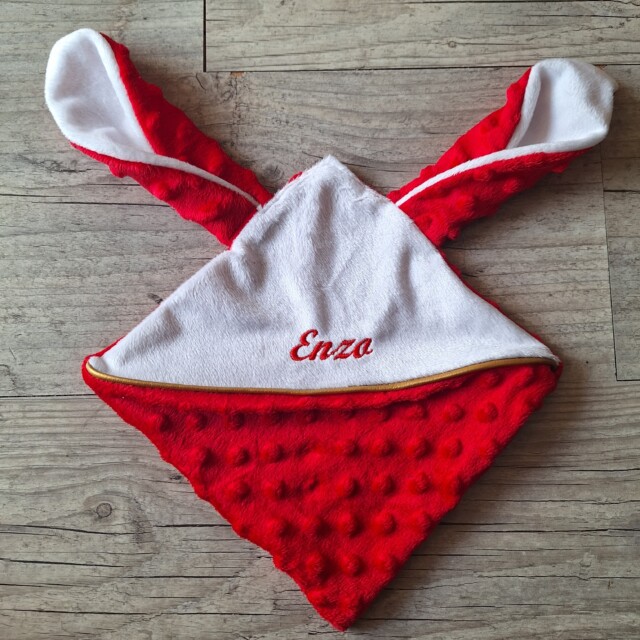 La Fabrique A DeDeuh - Doudou lapin personnalisé 20x20cm avec Prénom et/ou Date de naissance tout en minky – Sans nœud / Juste le prénom