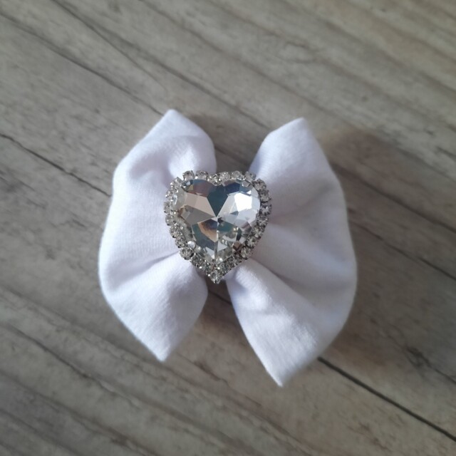 La Fabrique A DeDeuh - Lot de 3 Barrettes bijou coeur nœud 6cm – Blanc/Beige/rose pale / Clip