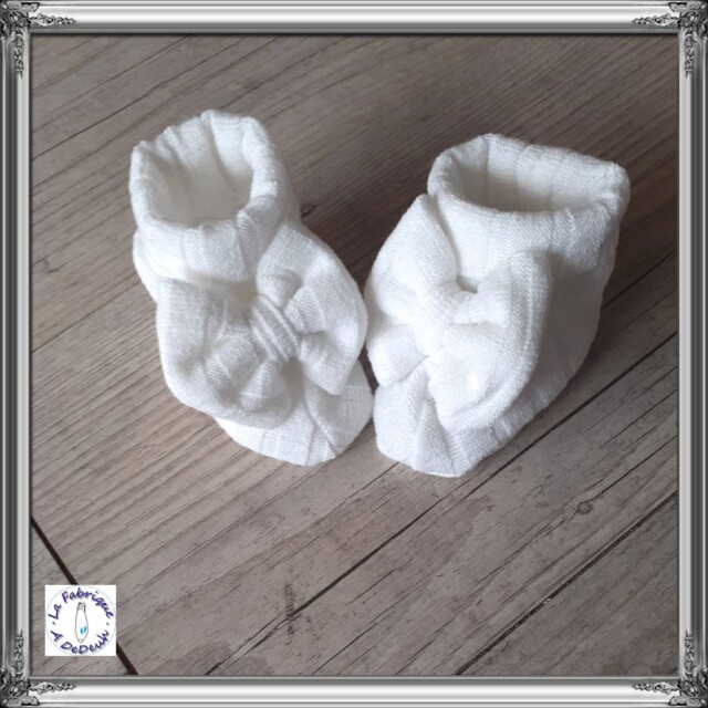 La Fabrique A DeDeuh - Chausson bébé noeud fille en tissu maille 10 couleurs – 9.12 mois