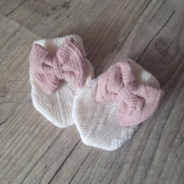 La Fabrique A DeDeuh - Moufles bébé noeud fille en tissu maille de coton façon tricot jacquard 10 couleurs – 9.12 mois