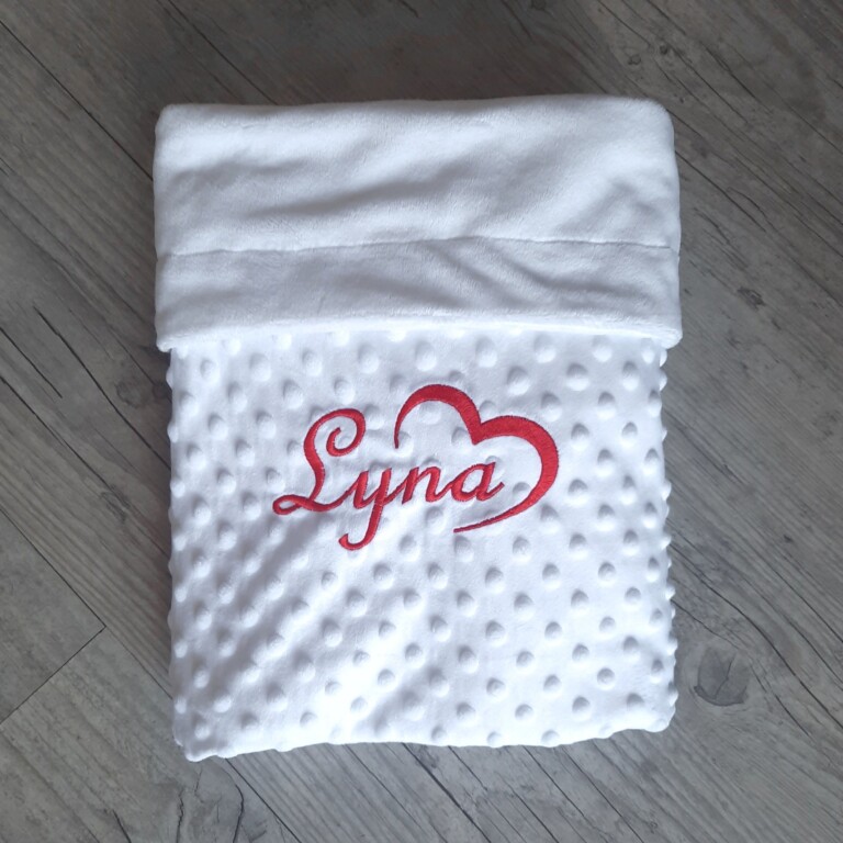 La Fabrique A DeDeuh - Couverture coeur/couronne doublé en minky doux personnalisé