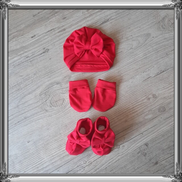 La Fabrique A DeDeuh - Ensemble Turban noeud + moufles + bandeau + chaussons assortis. tissu jersey de coton – 9.12 mois / Turban+moufles