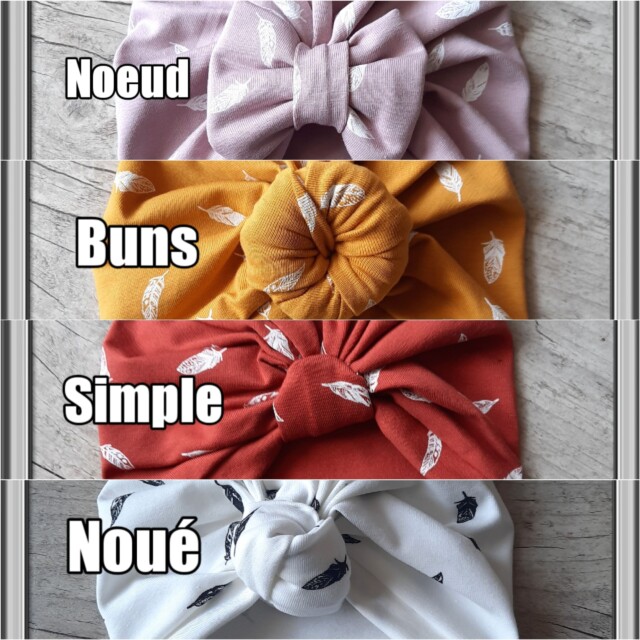 simple ou noué motif plume en jersey extensible 4 couleurs – 0.3 mois / Terre cuite plume
