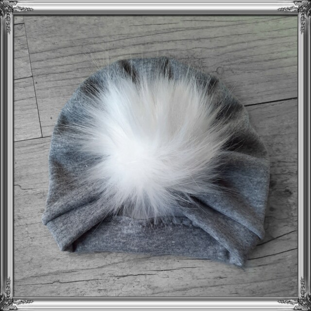 La Fabrique A DeDeuh - Turban bonnet à pompon en tissu Polaire alpine