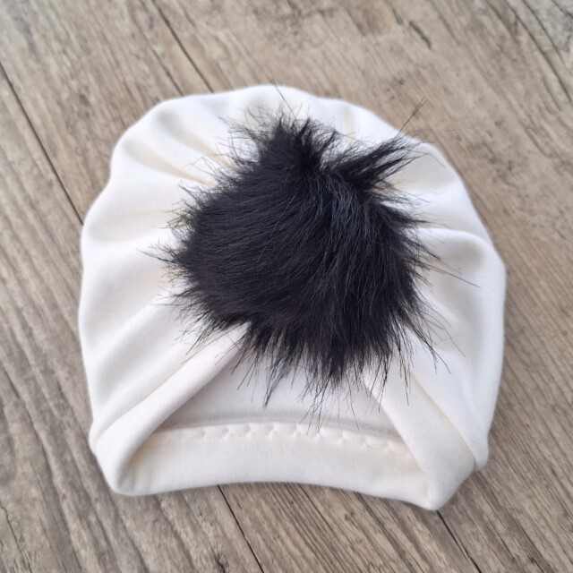 La Fabrique A DeDeuh - Turban bonnet à pompon en tissu Polaire alpine