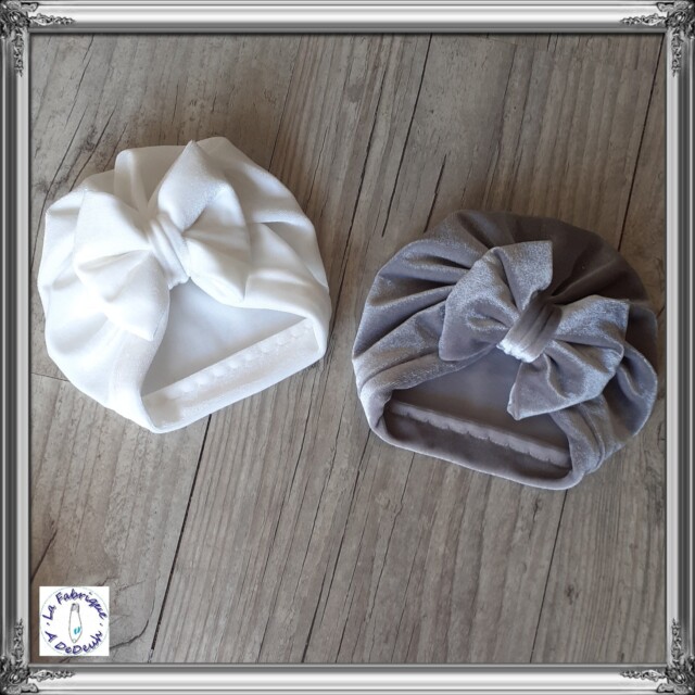 La Fabrique À DeDeuh - Turban bonnet nœud velours extensible chaud et doux 10 couleurs
