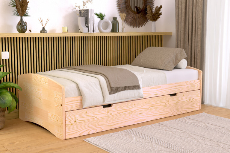 ABC MEUBLES - Lit gigogne 80x200 Happy pin massif