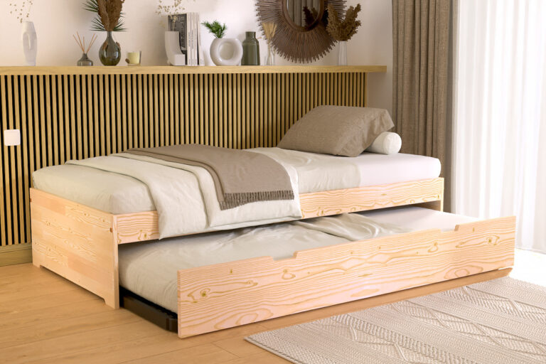 ABC MEUBLES - Lit gigogne 80x200 Malo pin massif