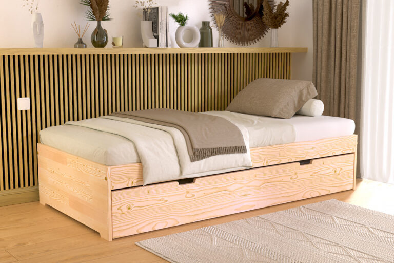 ABC MEUBLES - Lit gigogne 80x200 Malo pin massif