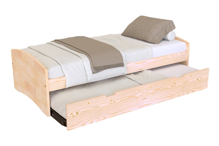 ABC MEUBLES - Lit gigogne 80x190 Happy pin massif