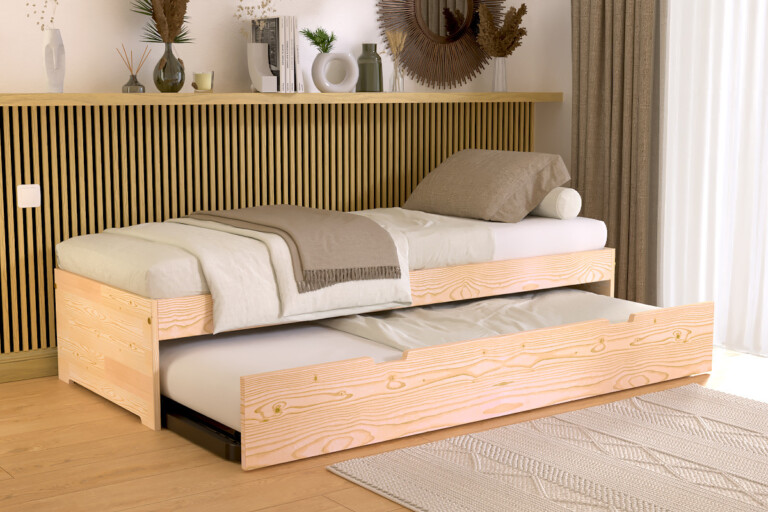 ABC MEUBLES - Lit gigogne 70x190 Malo pin massif
