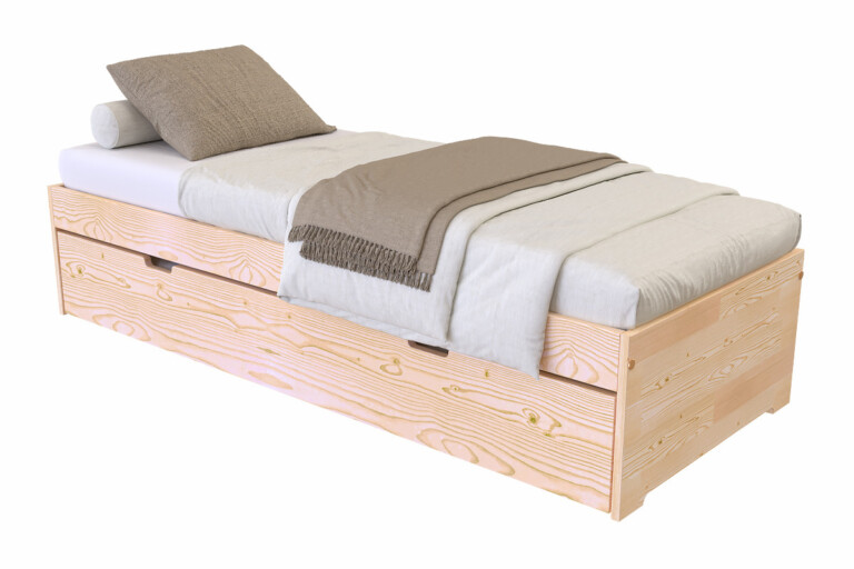 ABC MEUBLES - Lit gigogne 70x190 Malo pin massif