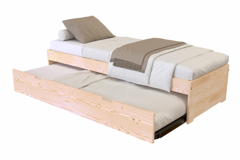ABC MEUBLES - Lit gigogne 70x190 Malo pin massif