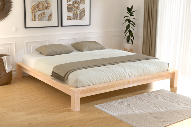 ABC MEUBLES - Lit King Size 200x200 bois massif