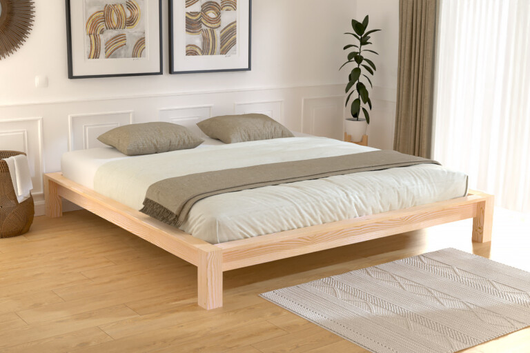 ABC MEUBLES - Lit King Size 200x200 bois massif