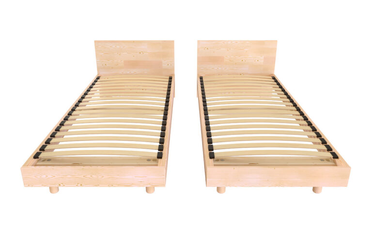 ABC MEUBLES - Lits jumeaux bois massif avec têtes Twin - 80x190