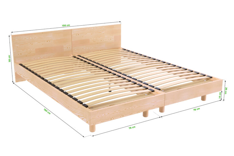 ABC MEUBLES - Lits jumeaux bois massif avec têtes Twin - 80x190