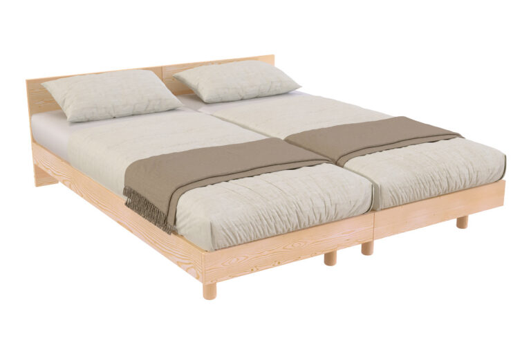 ABC MEUBLES - Lits jumeaux bois massif avec têtes Twin - 90x190