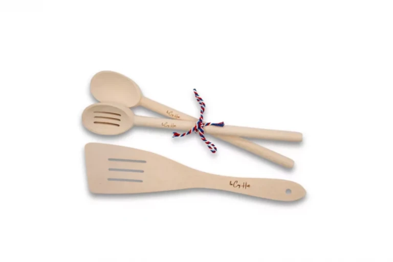 Fornezzo France - LOT 1 - Ensemble d’ustensiles de cuisine en bois – Naturel de l’Artisanat Française – rouge-rubix