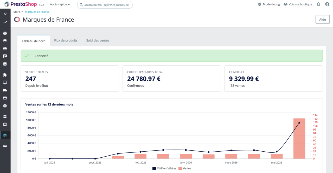 Marques de France - Module Prestashop - Tableau de bord