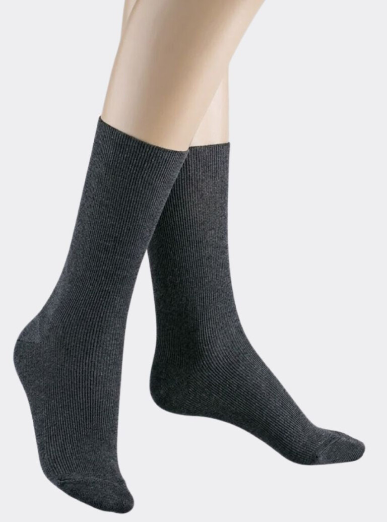 Maison-solfin - Mi-chaussettes fines mixte laine mérinos gris – 45/46