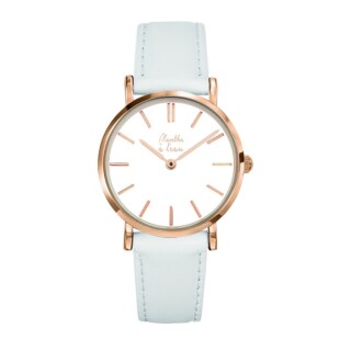 Menthe à l’eau - Montre Femme La Véritable bracelet cuir blanc fond blanc rose dorée