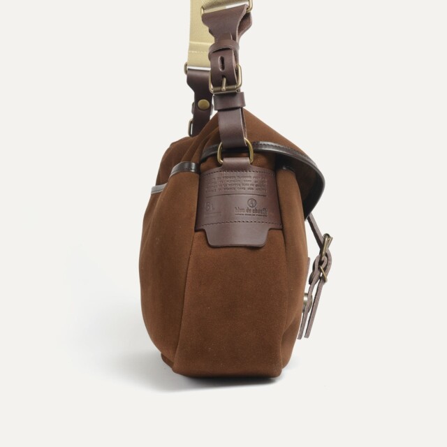 Bleu De Chauffe - Musette du Pêcheur S / Cuir Velours - Chocolat