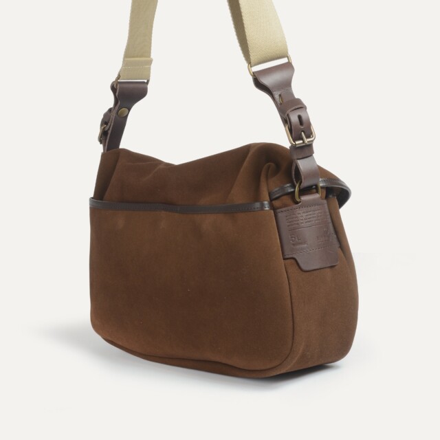 Bleu De Chauffe - Musette du Pêcheur S / Cuir Velours - Chocolat