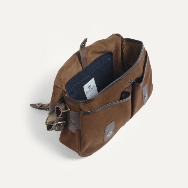 Bleu De Chauffe - Musette du Pêcheur S / Cuir Velours - Chocolat