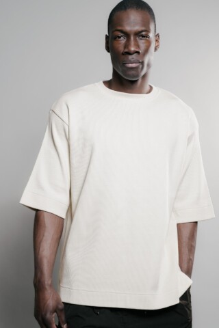 Vahé manches courtes – Naturel par la marque Nitto Knitwear Nitto Knitwear - Vahé manches courtes – Naturel