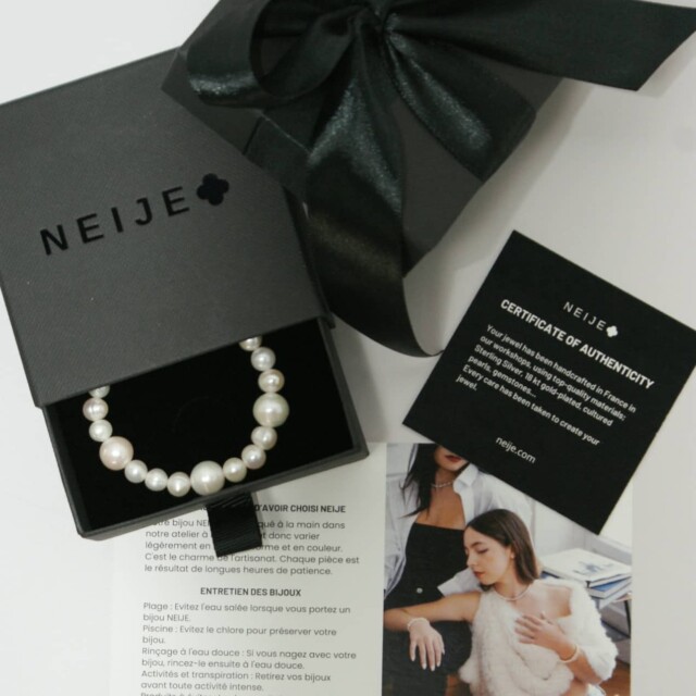 NEIJE - Bracelet Onyx - Mes nuits sont plus belles que vos jours – L (poignet de 17 à 19 cm)