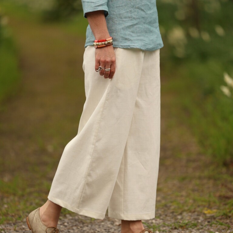 Quintessence - Pantalon Briac - Coton/lin/viscose blanc cassé – XXL