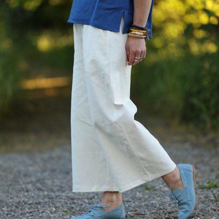 Quintessence - Pantalon Briac - Coton/lin/viscose blanc cassé – XXL