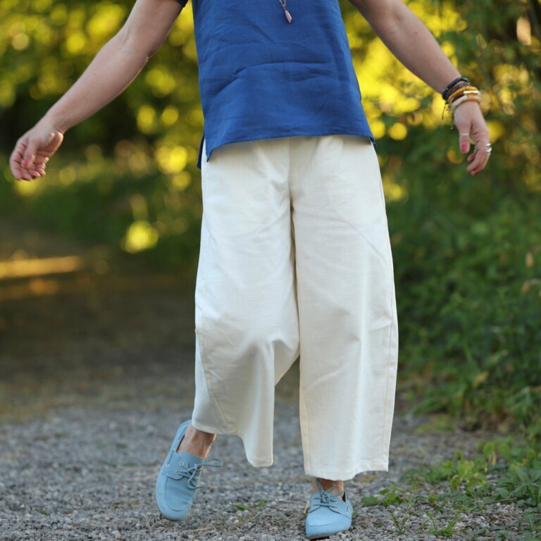 Quintessence - Pantalon Briac - Coton/lin/viscose blanc cassé – XXL