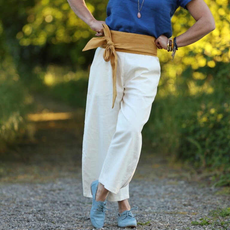 Quintessence - Pantalon Briac - Coton/lin/viscose blanc cassé – XXL