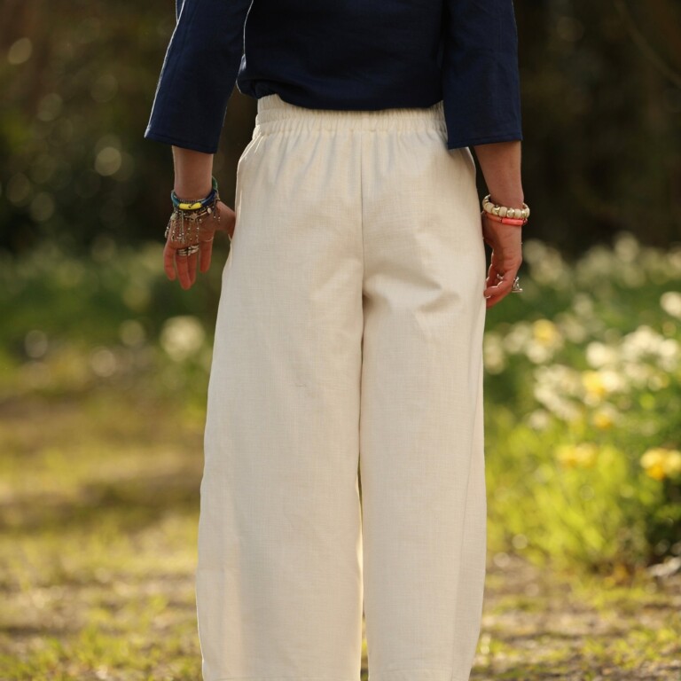 Quintessence - Pantalon Briac - Coton/lin/viscose blanc cassé – XXL