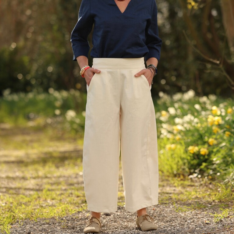 Quintessence - Pantalon Briac - Coton/lin/viscose blanc cassé – XXL