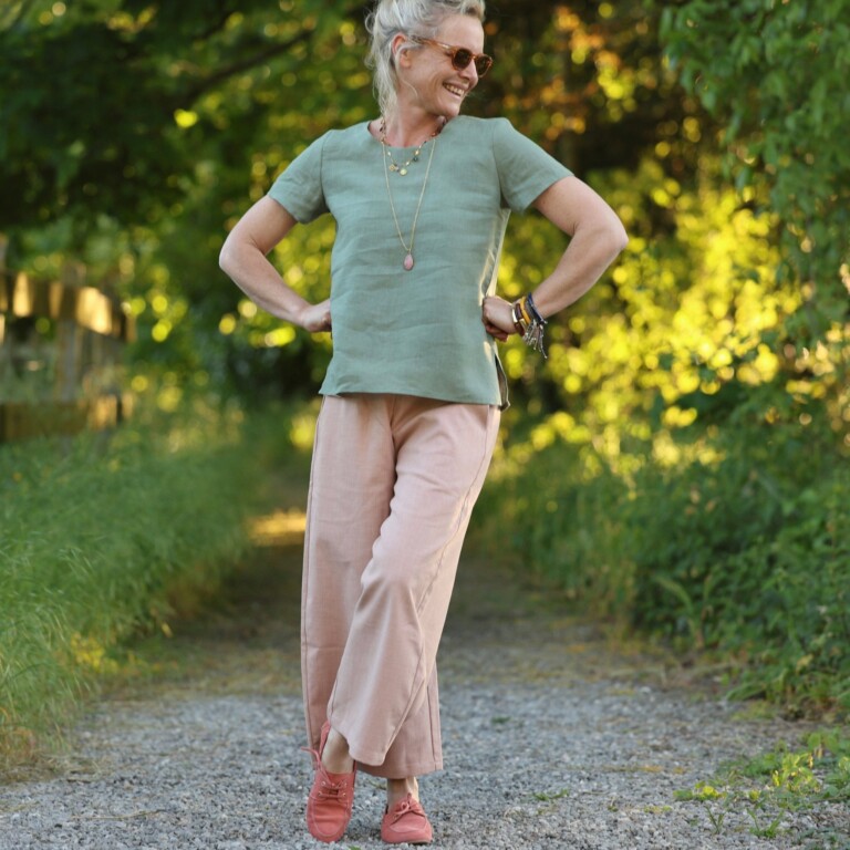 Quintessence - Pantalon Briac - Coton/lin/viscose rose poudré – XXL