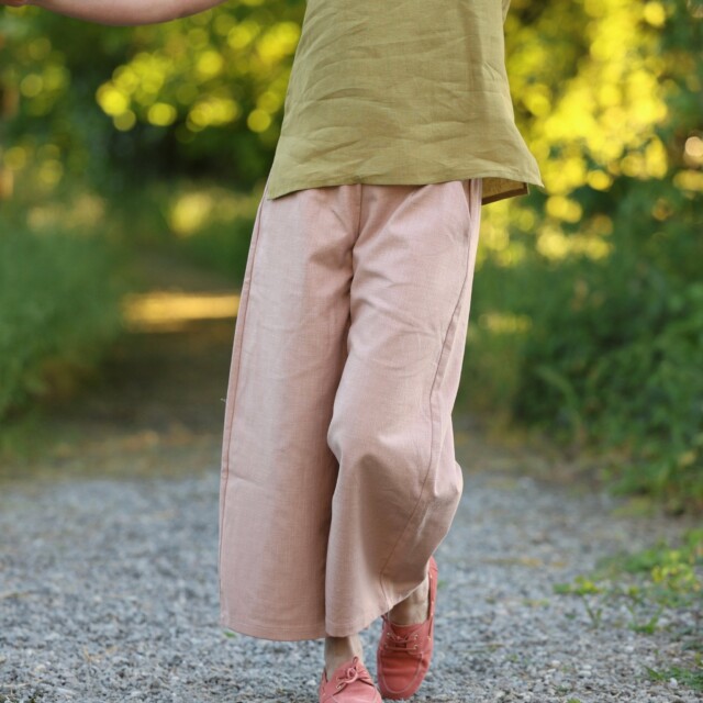 Quintessence - Pantalon Briac - Coton/lin/viscose rose poudré – XXL
