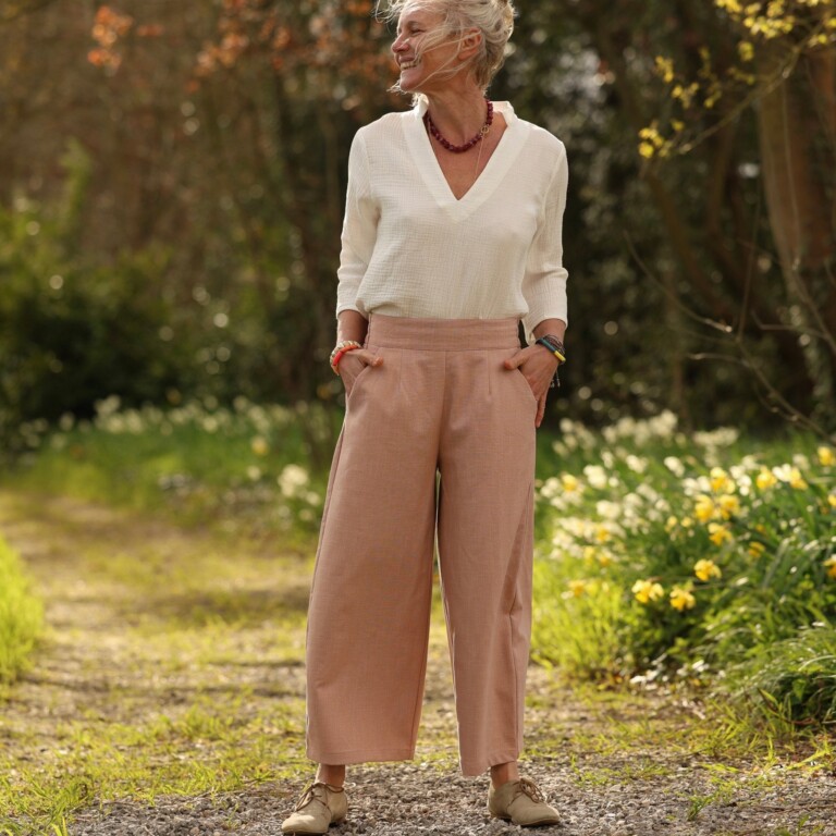 Quintessence - Pantalon Briac - Coton/lin/viscose rose poudré – XXL