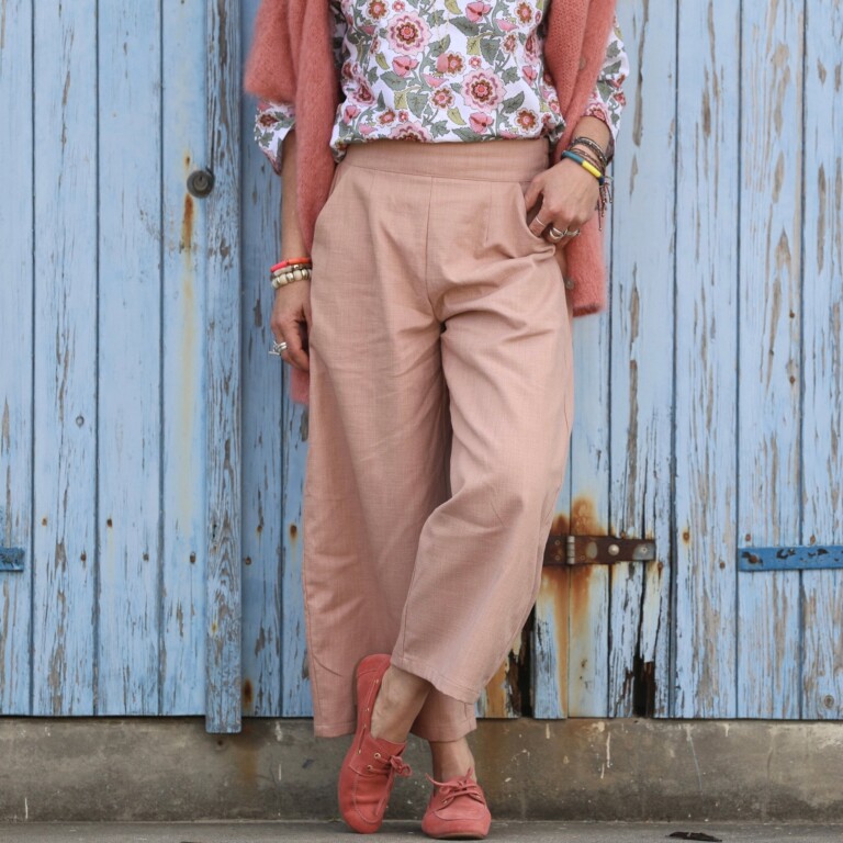 Quintessence - Pantalon Briac - Coton/lin/viscose rose poudré – XXL