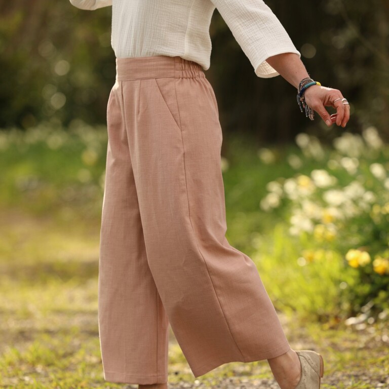 Quintessence - Pantalon Briac - Coton/lin/viscose rose poudré – XXL