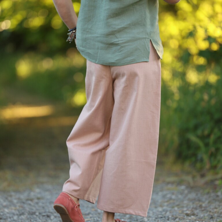 Quintessence - Pantalon Briac - Coton/lin/viscose rose poudré – XXL