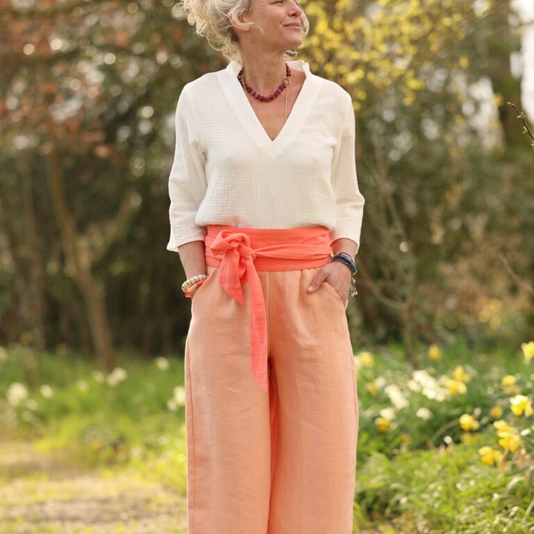Quintessence - Pantalon Briac - Lin abricot – XXL