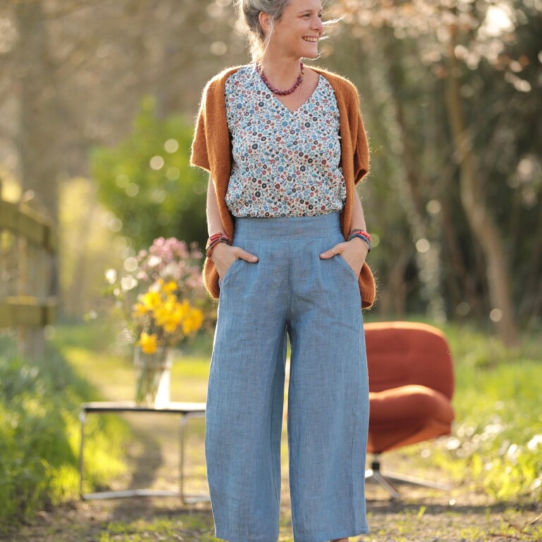 Quintessence - Pantalon Briac - lin chiné denim – XXL