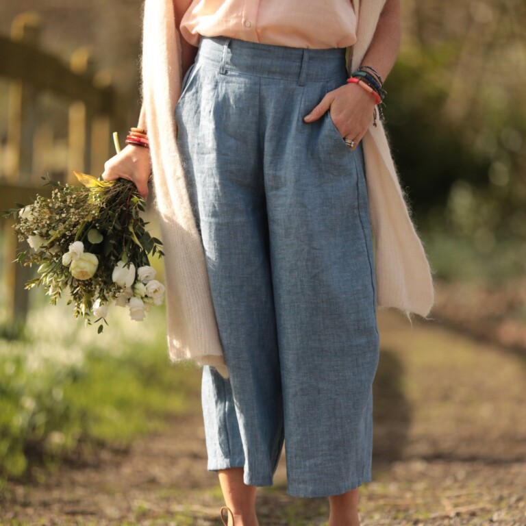Quintessence - Pantalon Briac - lin chiné denim – XXL